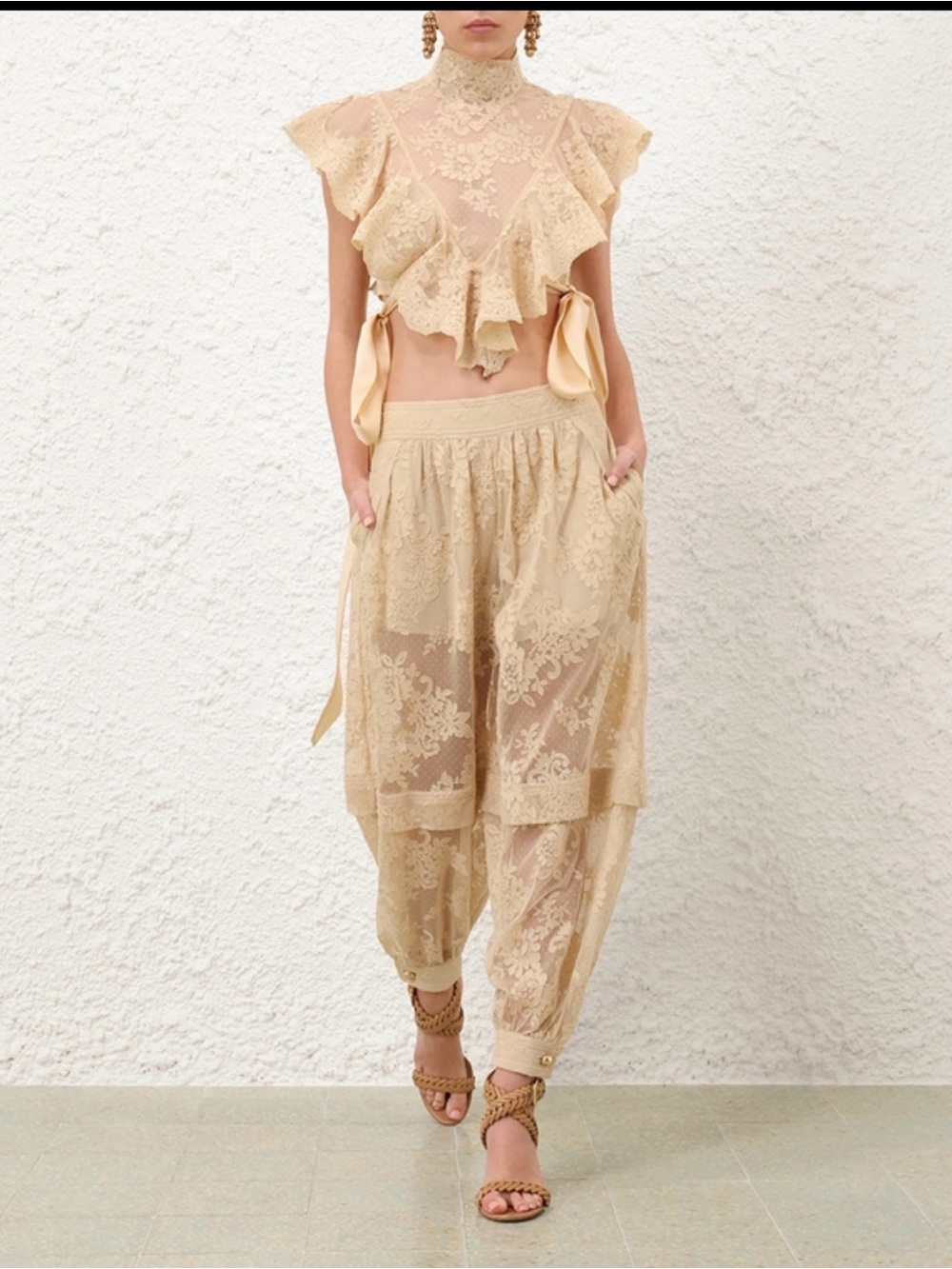 Zimmermann Champagne Lace Harem Track Pants